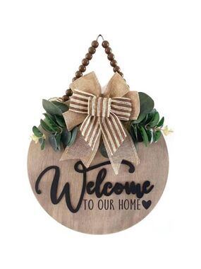 3D Welcome Sign Wooden Front Door Farmhouse Porch Decor Rustic Christmas Sign